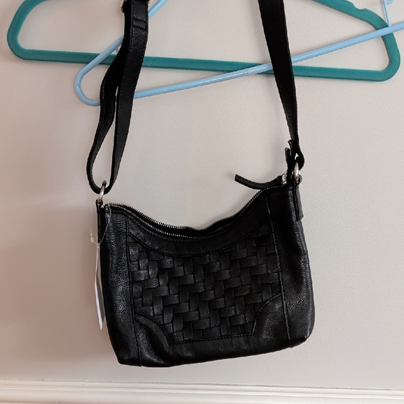 NorthStyle Handbags - Nwt. Northstyle Black BasketWeave Small Crossbody